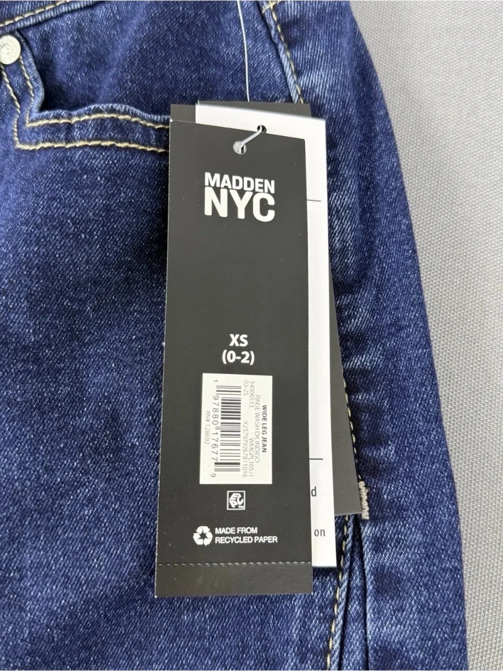 Madden NYC Wide Leg Jeans Womens XS 0-2 Dark Rinse High Rise NWT